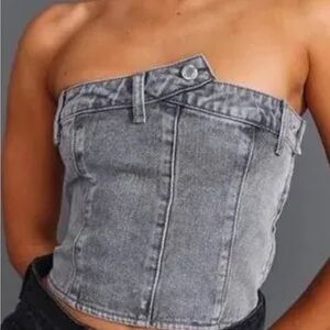 NWT🖤 PrettyLittleThing Gray Denim Bustier 🖤